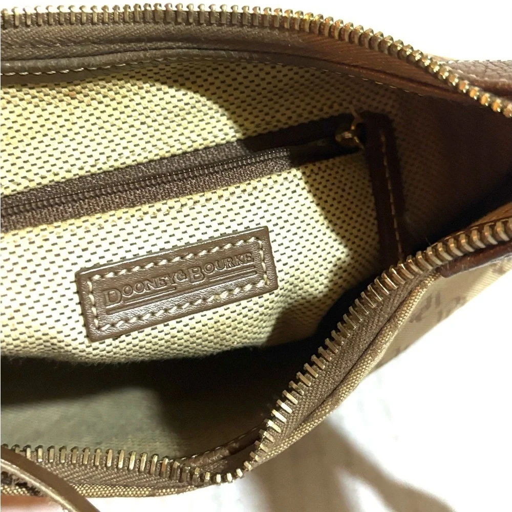 Dooney & Bourke DB signature print canvas Tan and Brown shoulder Women's Bag